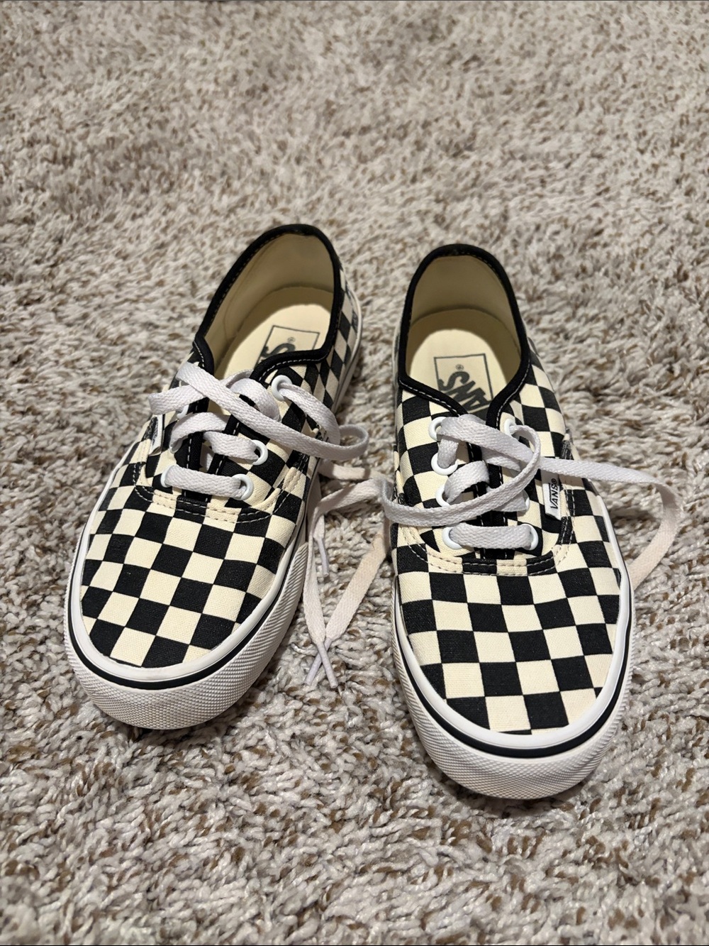 Vans Kids Checkerboard Lace-Up Sneakers - Black & Cream